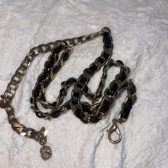 Vintage Womens Waist Belt One Size Leather Gold Chain Casual main image 5